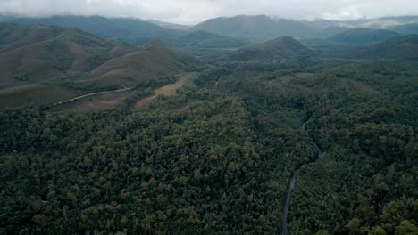 Rivers-Through-Forested-Mountain-At-Franklin-Gordon-Wild-Rivers-National-Park-In-Tasmania,-Australia