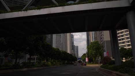 sunny evening time guangzhou city downtown traffic street panorama 4k china