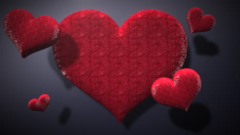 primer plano de corazones rojos de san valentín de rosas en degradado azul