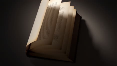 old book with turning pages, showing blank and faintly written content