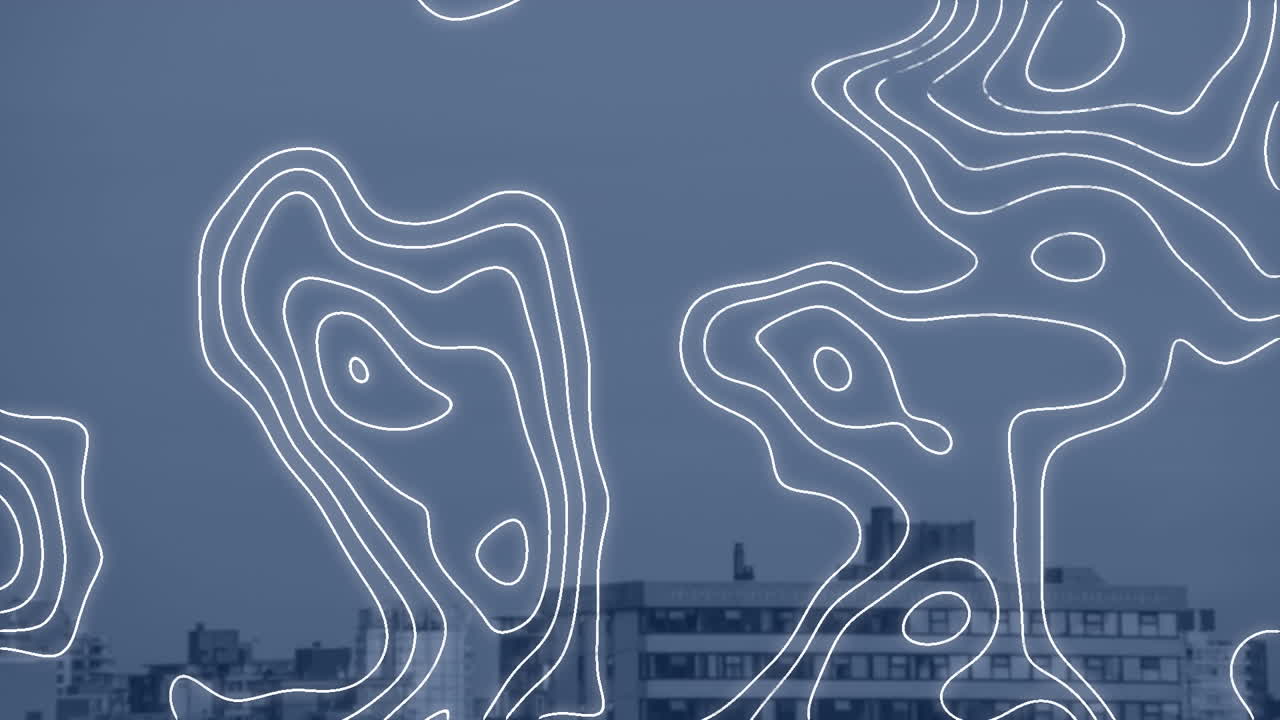 animación de líneas blancas sobre el paisaje urbano