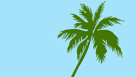 Animación-De-Palmera-Verde-Con-Espacio-De-Copia-Sobre-Fondo-Azul