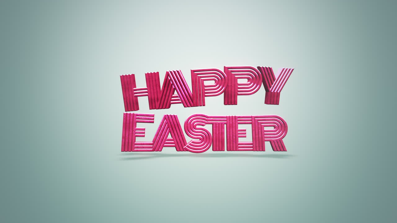 Allegro messaggio di Pasqua in testo 3D rosso e rosa vivaci su uno sfondo sfumato verde accattivante