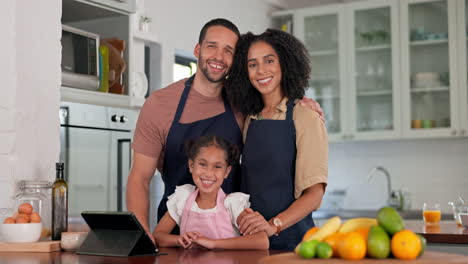 Kitchen,-happy-cooking-and-parents-portrait