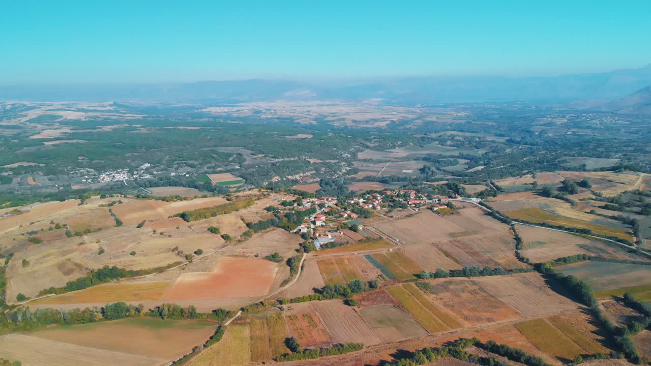 Mountain village aerial drone shot
