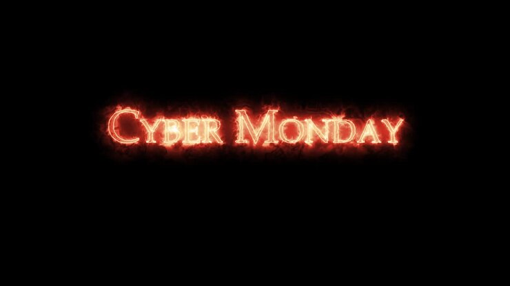 Cyber Monday written with fire. Loop