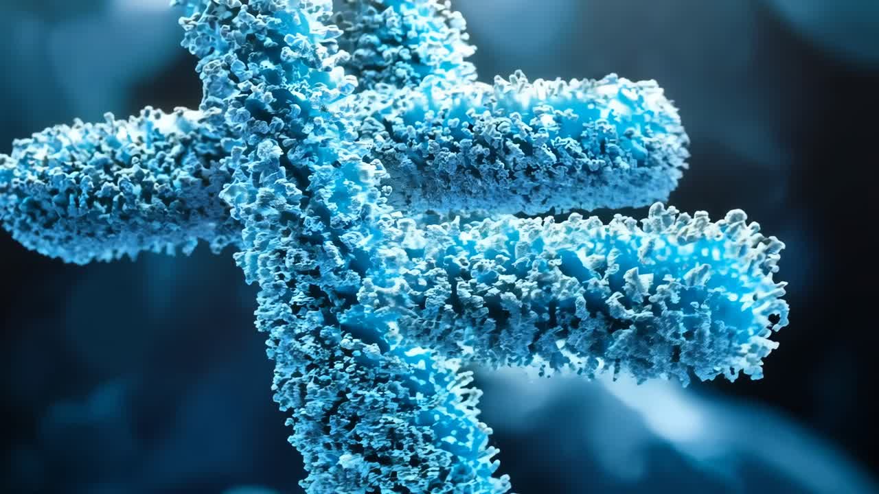 파란색 dna 이중 나선 구조의 클로즈업