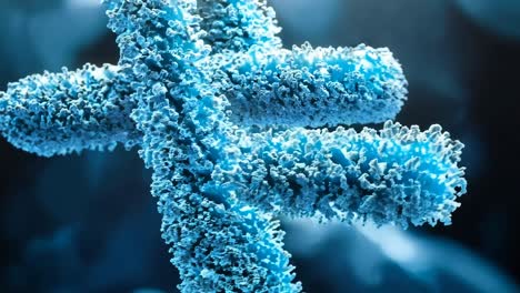 un primer plano de una estructura de doble hélice de adn azul