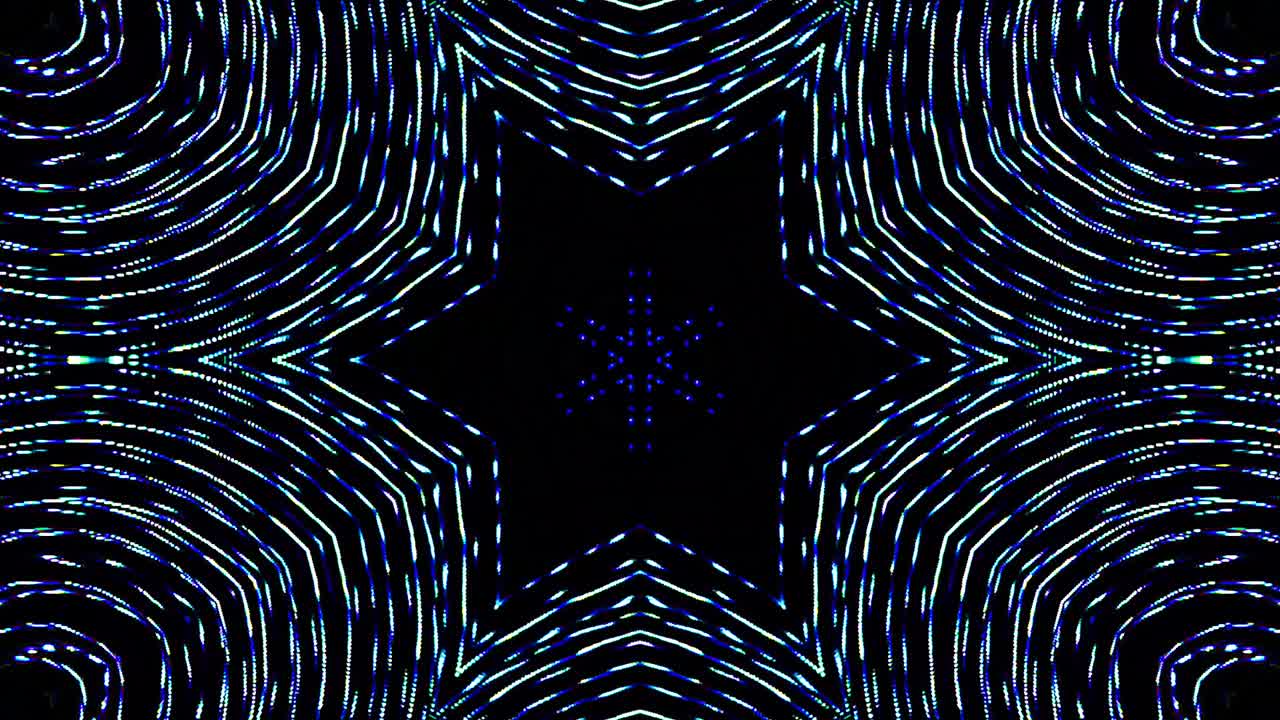 Bright abstract light governing full color, kaleidoscope, black background