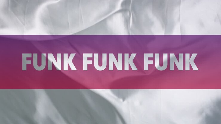 Animation af teksten "funk" over farverig flydende baggrund