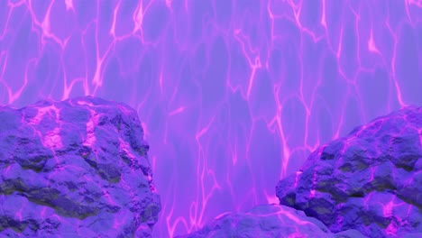 a electric purple energy between rocks