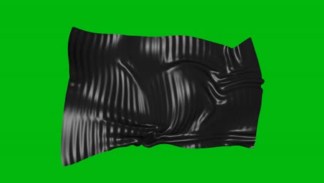 animación 3d de tela textil, color negro. clave de croma, pantalla verde, fondo verde