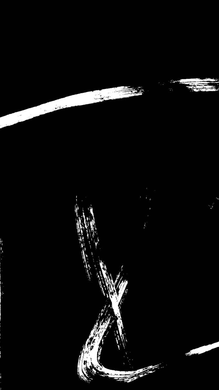Abstract White Paint Brush Strokes on Black Background