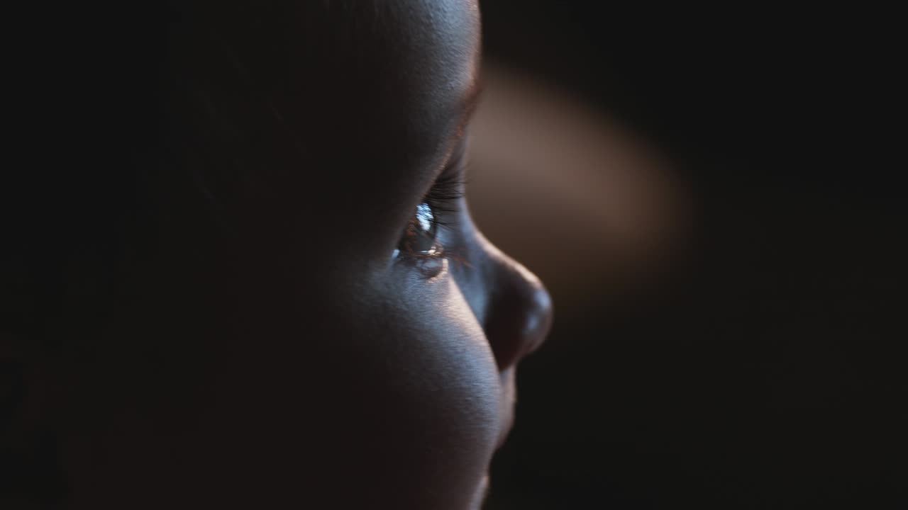 The adorable face of little boy. slow motion