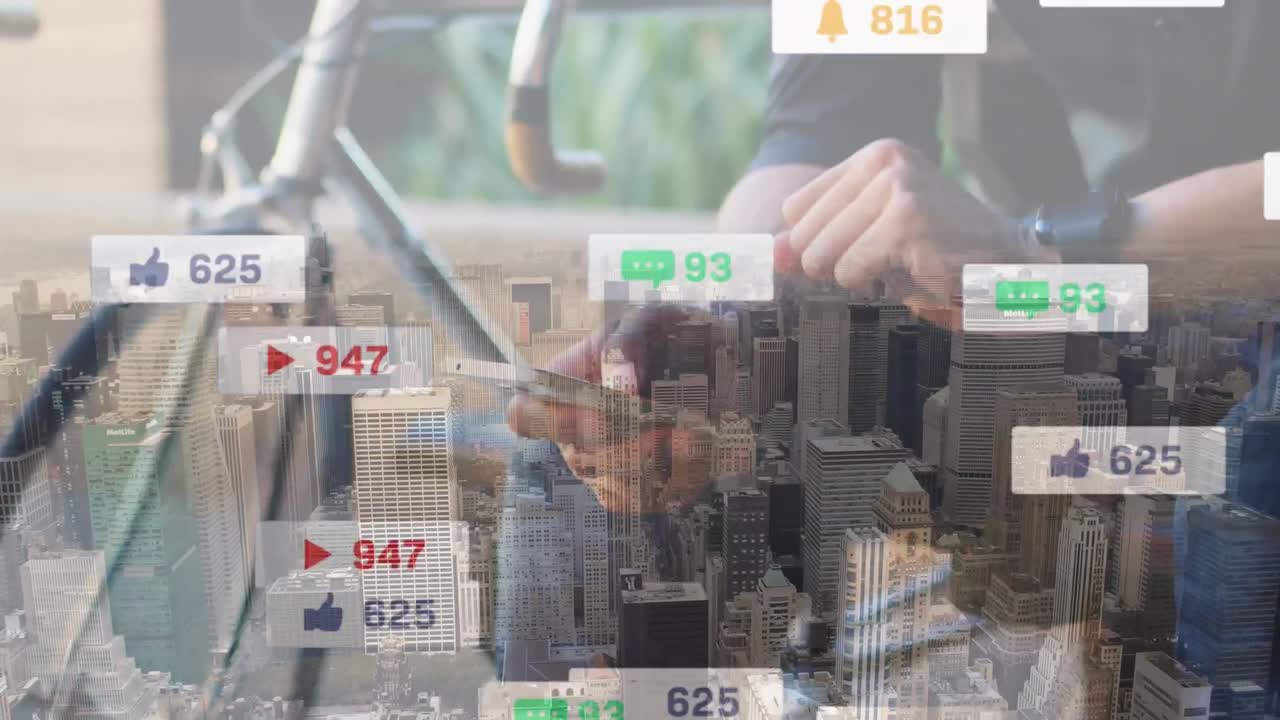 스마트 폰을 사용하는 사람보다 더 많은 수의 디지털 아이콘이 도시 풍경의 공중 전망에 대해 사용됩니다.