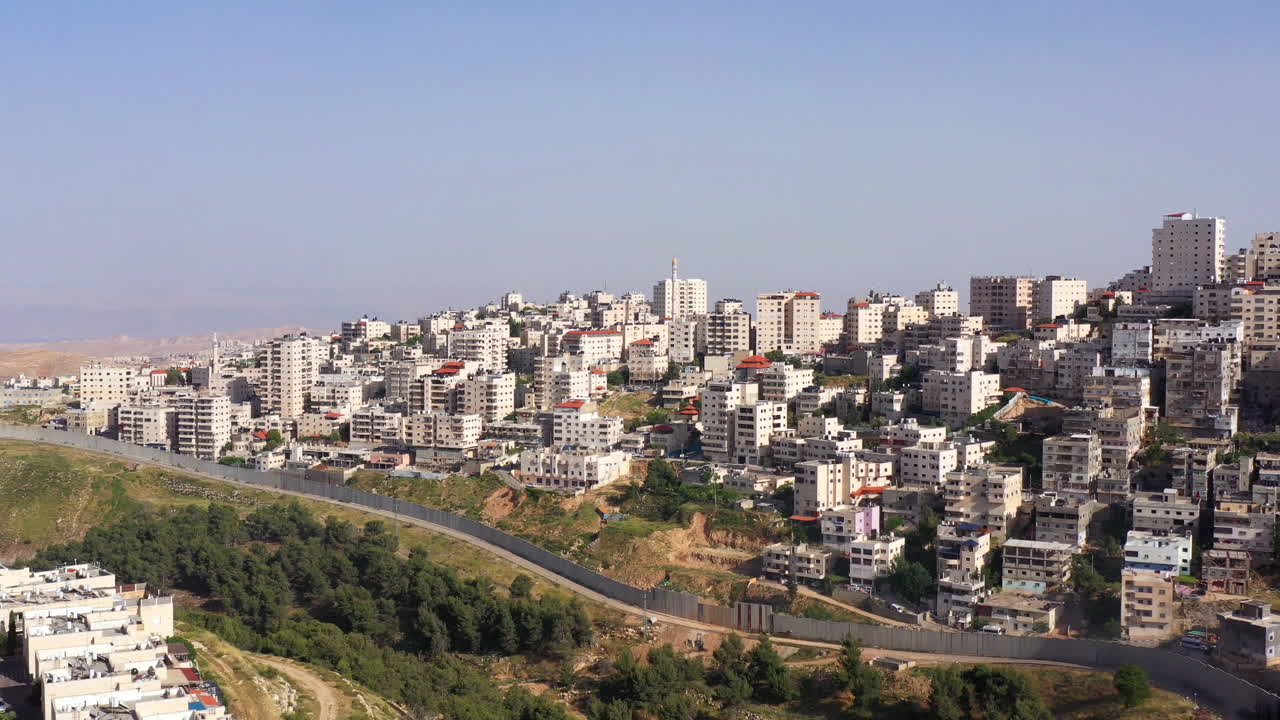 Israel and Palestine Divided By security Wall Aerial View