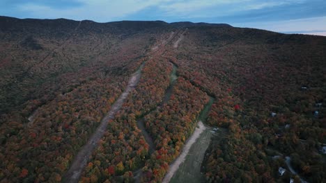 aerial view of lush autumn forest mountain in killington, rutland county, vermont, united states