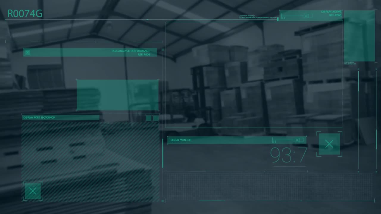 animación de la interfaz con el procesamiento de datos frente a un almacén vacío