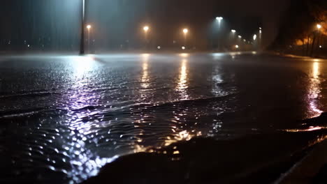 flooded street at night