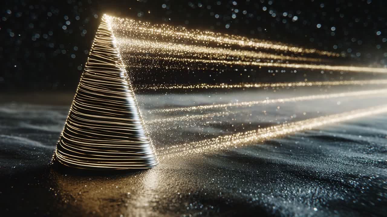 An Illuminated Cone Sends Forward a Trail of Dazzling Light Particles, Creating a Mesmerizing Visual Experience Enhanced by a Starry Background That Evokes a Sense of Wonder and Intrigue