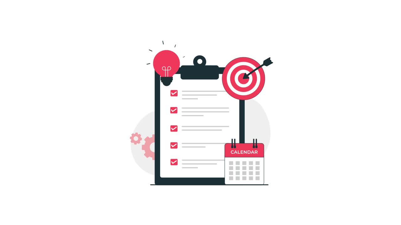 Checklist Animata con Lampadina dell'Idea e Obiettivo