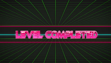 animation of level completed text over colourful grids