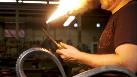 blacksmith metal forging in 120fps slow motion