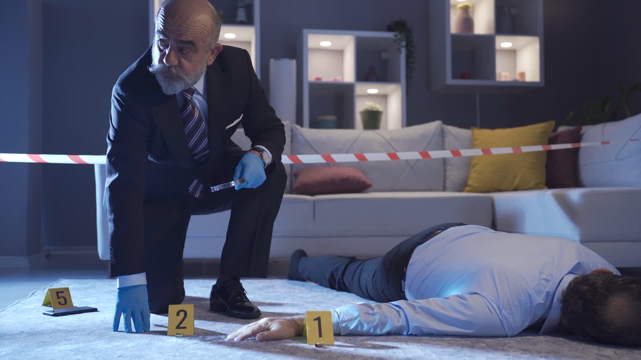 Murder investigation. Forensic expert crime scene investigation.