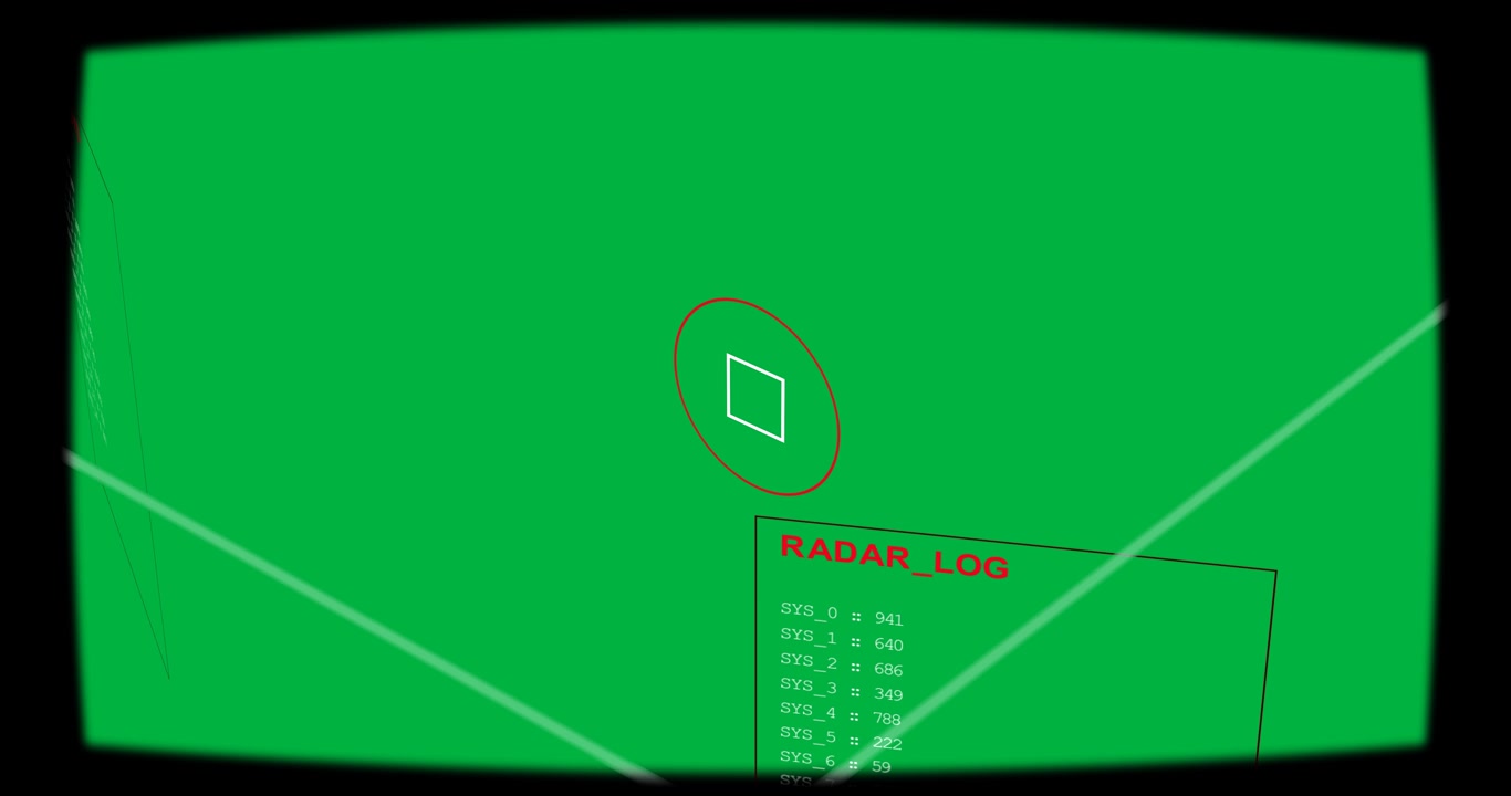 HUD scan starting white marker rotating in red ring over transparent background, showing RADAR_LOG