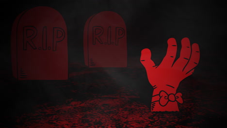 Halloween-Hintergrundanimation-Mit-Hand-Im-Friedhof-1