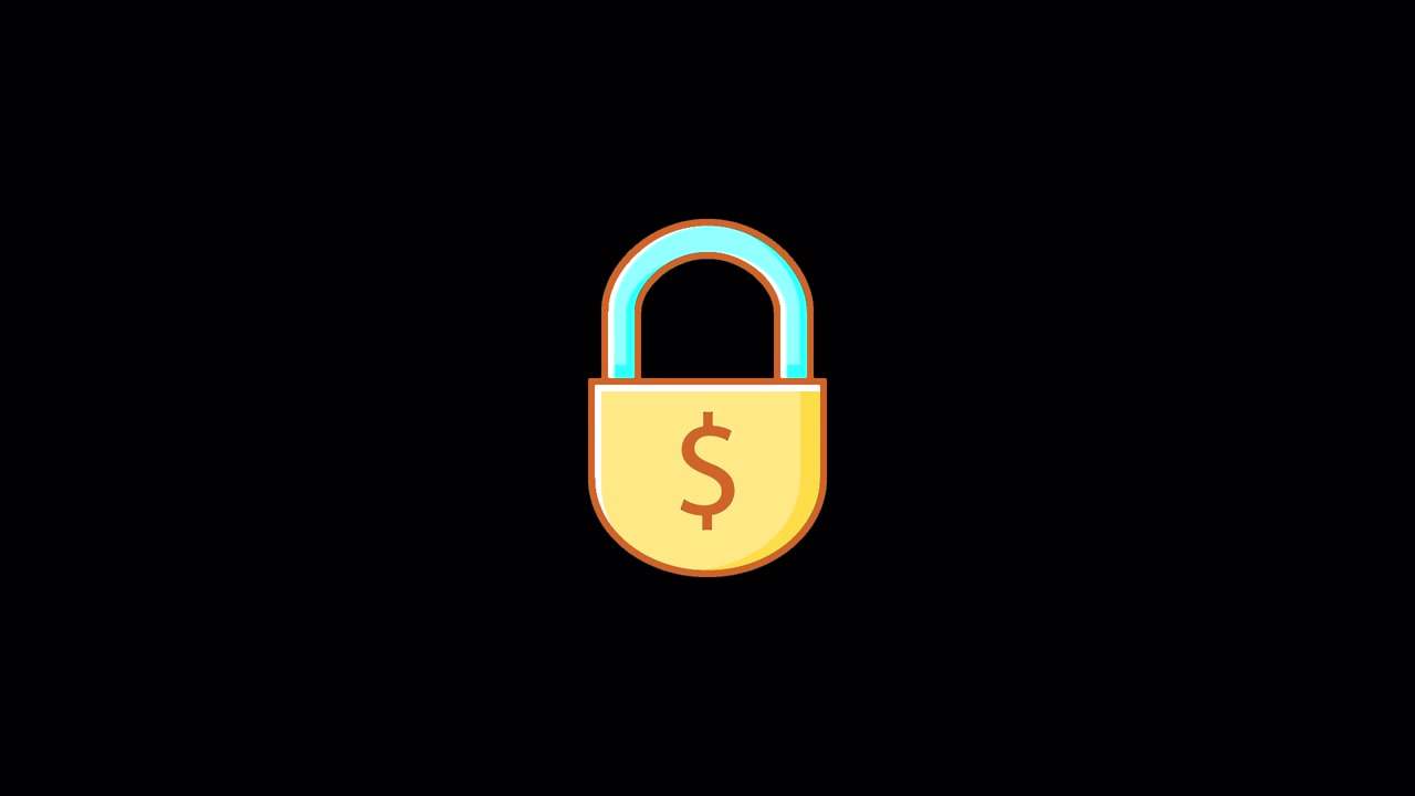 Animated Padlock Icon with Dollar Sign Symbol