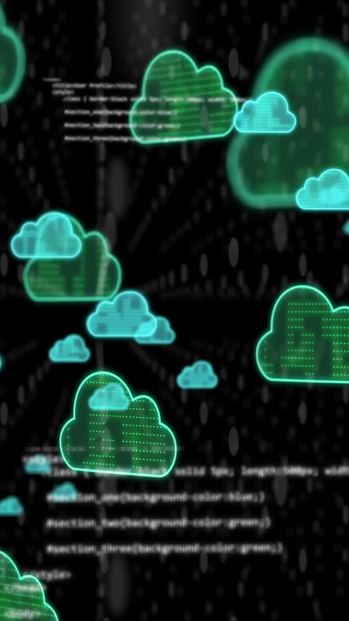 Animation of cloud icons and data processing