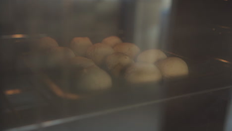 close up view of chipa bread baking in a home oven, showcasing the traditional process of preparing this hallowed, typical basket bread from riverside argentinean provinces