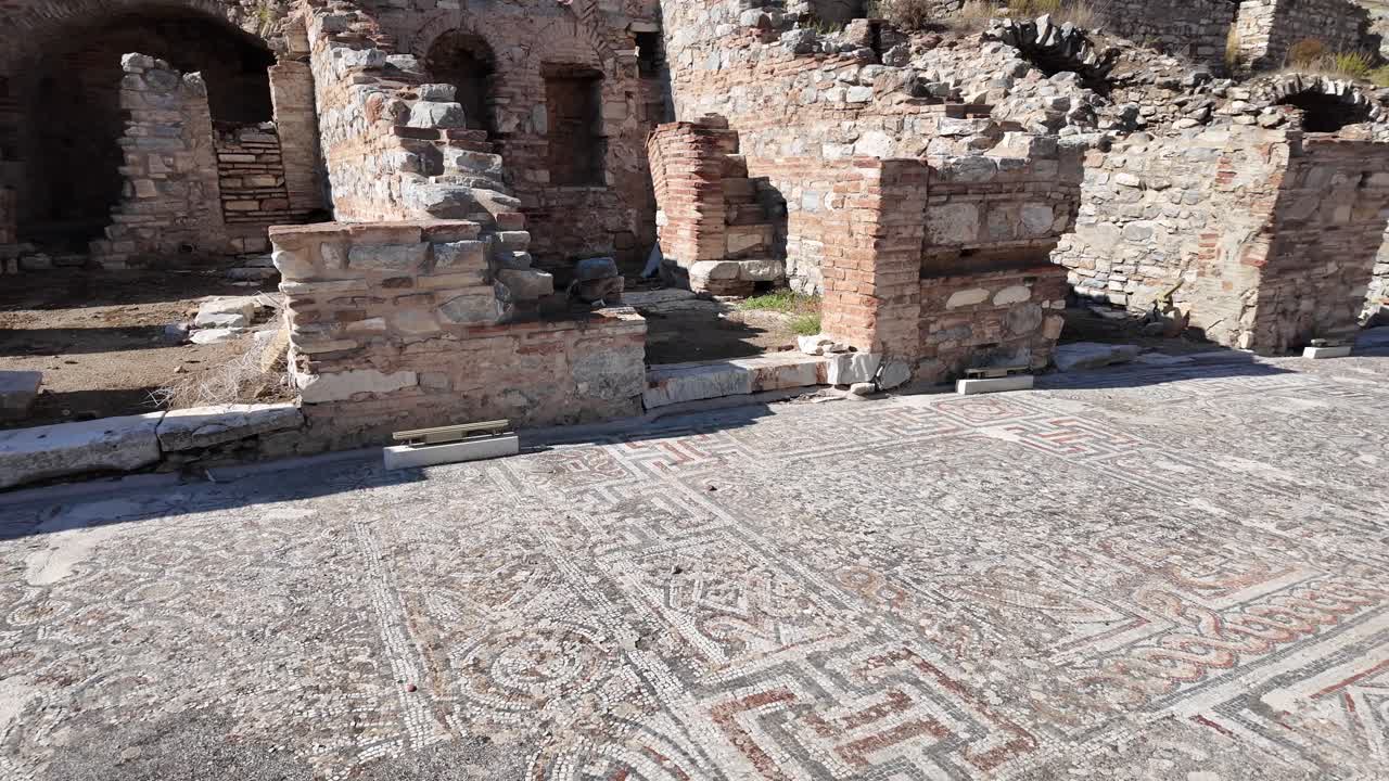 roman mosaic floor, symbol of status and power, excavated from the ruins of the Ephesians, in Ephesus, Turkey