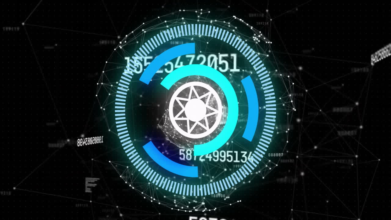 animación del procesamiento de datos digitales a través del escaneo de alcance y el globo
