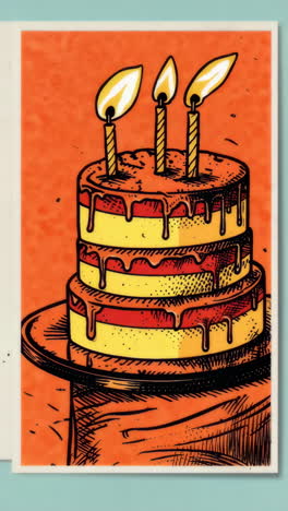stylized birthday cakes with lit candles