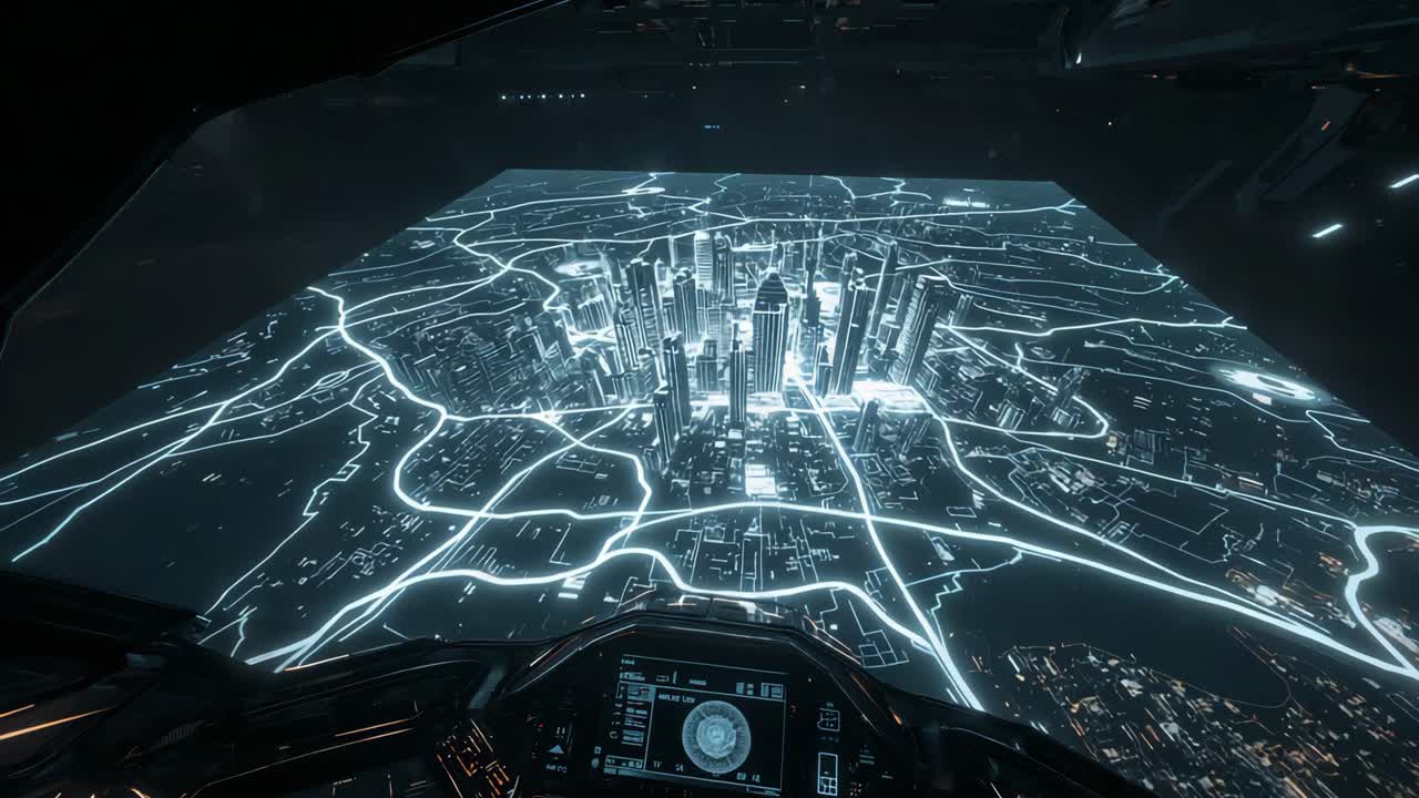 Futuristic City Map Display