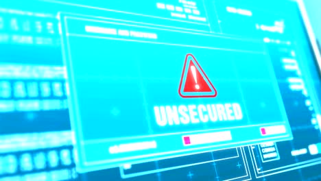 Unsecured Warning notification System Security Alert error message on Computer Screen Entering Login And Password .
