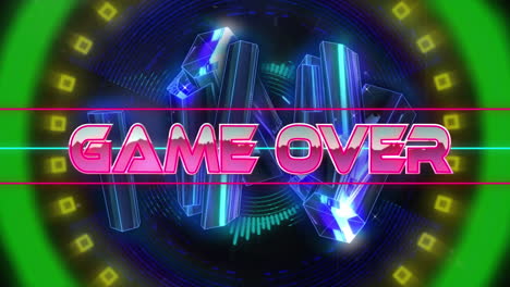 animación del juego en el espacio abstracto digital con cristales