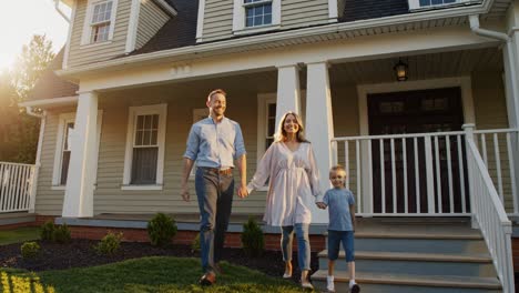 happy family at their new home