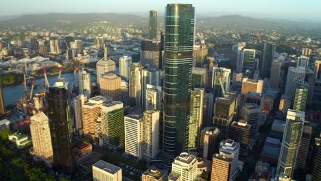 Aerial-view-of-Brisbane-Skytower-At-Brisbane-CBD,-Australia