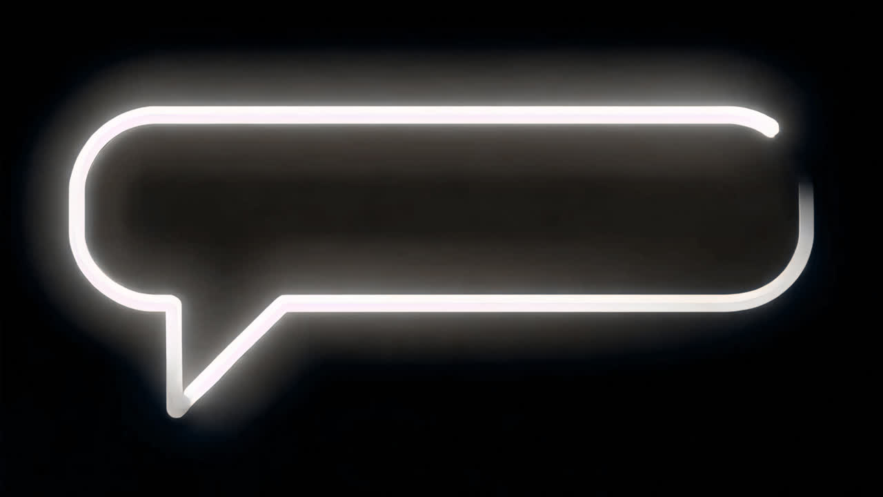 Neon speech bubble sign animated overlay, transparent 4K video, alpha channel, ProRes 4444