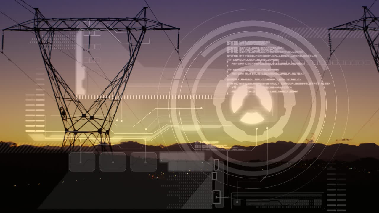 Futuristic interface and power lines