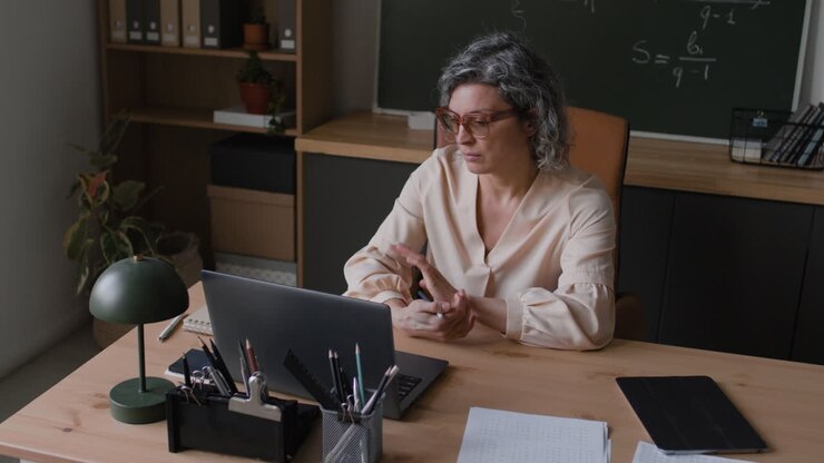 Online-Lehrer hält eine Vorlesung