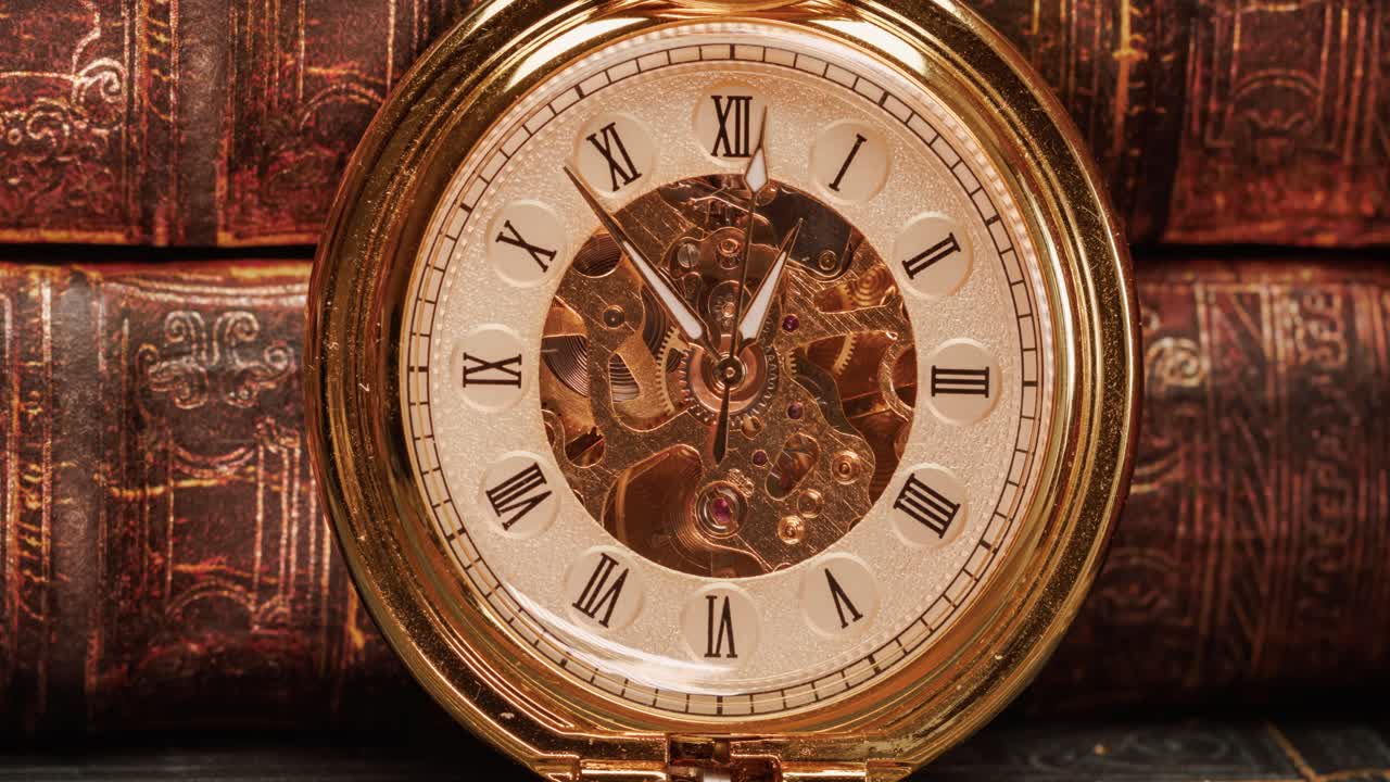 libros viejos y relojes de bolsillo antiguos