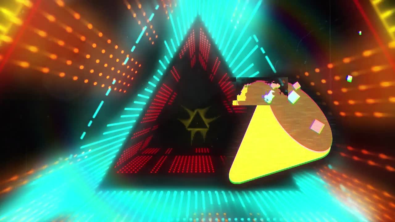 디지털 터널을 통해 콘페티의 애니메이션