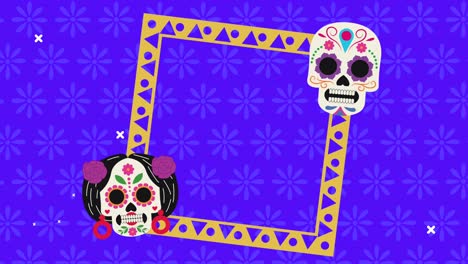 dia de los muertos celebración con cráneos pareja marco