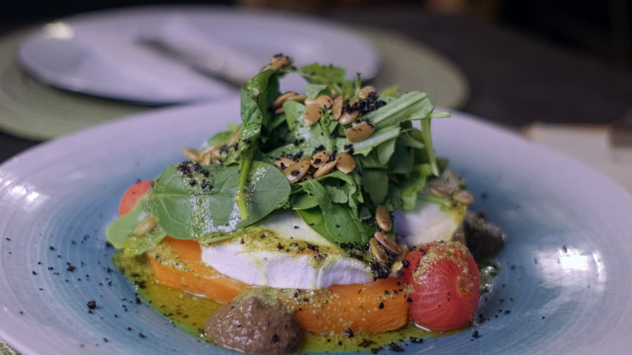 고급 레스토랑에서 스페인 진미의 클로즈업