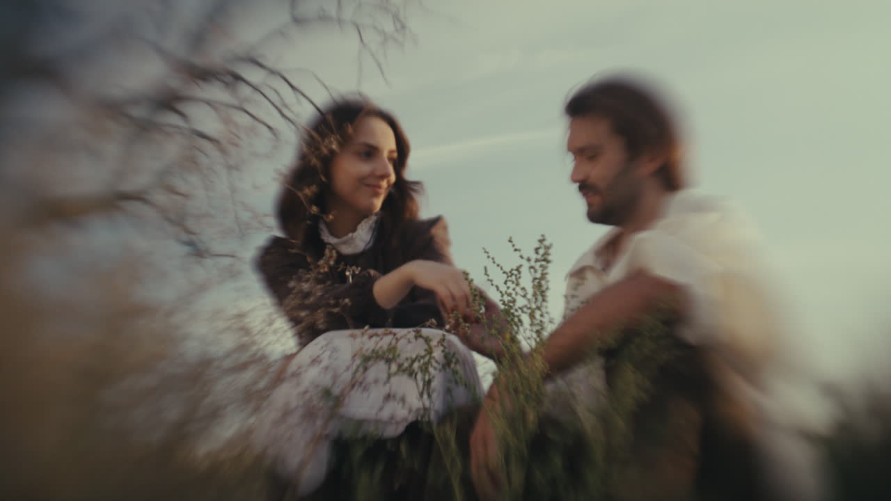 Romantic Couple in a Dreamy Outdoor Setting