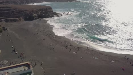 drone fly above stunning coastline seascape in playa de ajuy fuerteventura canary islands spain